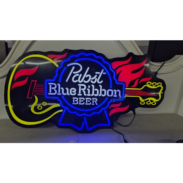Very Illuminating Modern Pabst Blue Ribbon Beer Neon Style  Bar/ Beer Hanging Sign - Excellent!