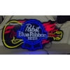 Image 1 : Very Illuminating Modern Pabst Blue Ribbon Beer Neon Style  Bar/ Beer Hanging Sign - Excellent!