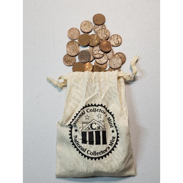 Lot of Assorted Years U.S. Lincoln Pennies - Mainly Wheat Pennies In Collector's Bag - FV~ $1.48