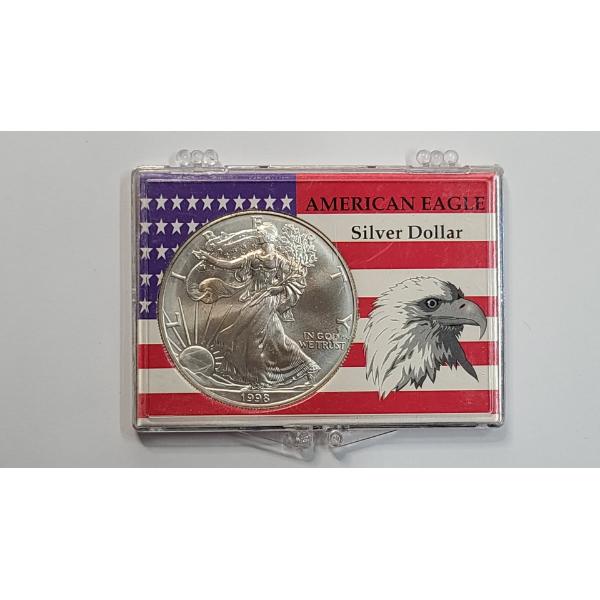 United States 1998 1 Troy Ounce .999 Fine Silver American Eagle In Small Display Case