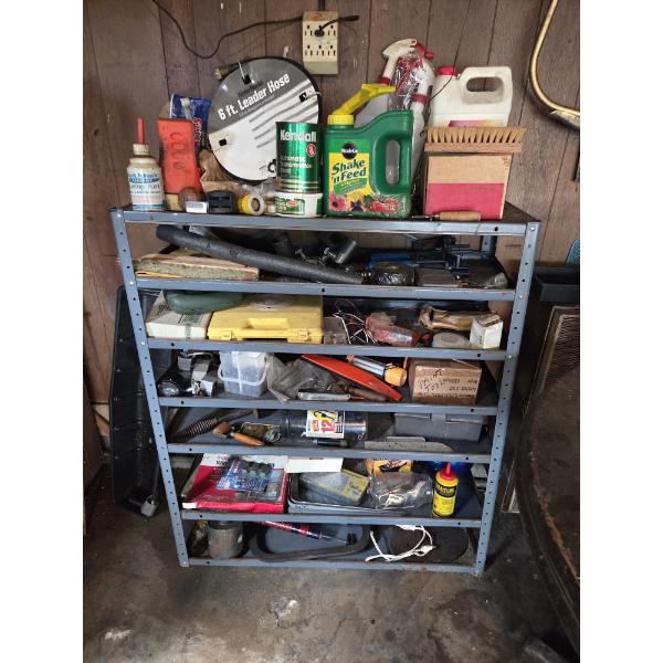 *Pick Up At Louisville Home - No Shipping Available* Metal Garage Shelf With Contents As Pictured 