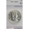Image 2 : ICG 1963-D AU50 90% Silver Franklin Half Dollar