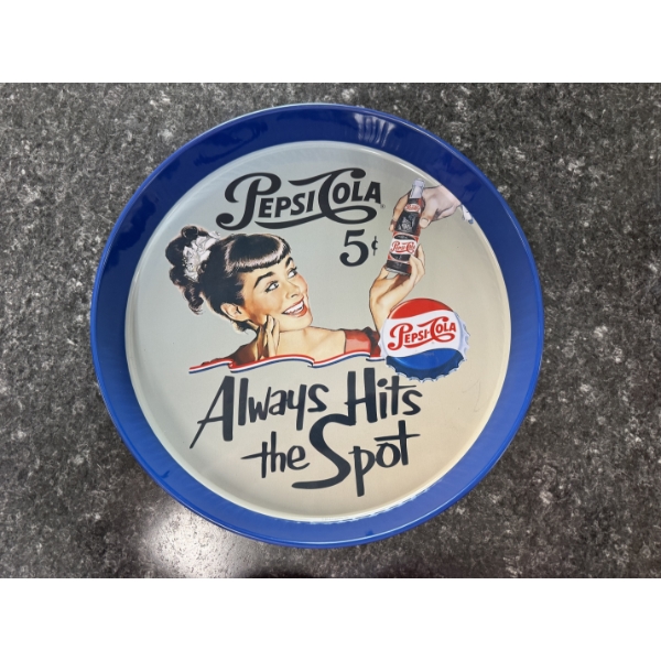 Pepsi Cola 13 1/2 " Metal Serving Tray With 2 " Lip - Great Condition