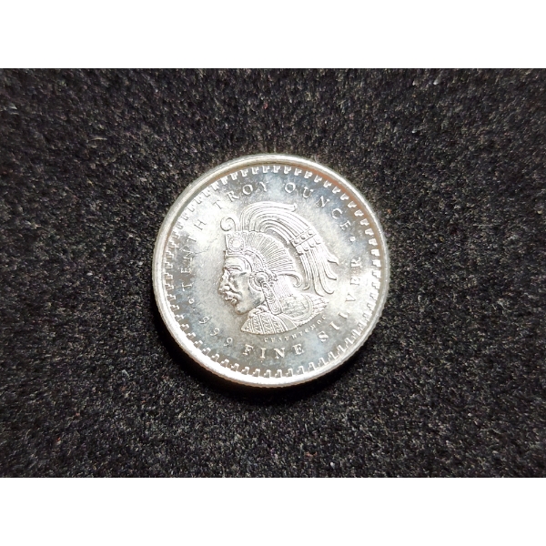 One Tenth Troy Ounce .999 Fine Silver Aztec Round 