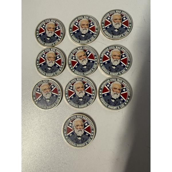 American Civil War Anniversary Coins - Set of 10 - General Robert E. Lee - Confederate States
