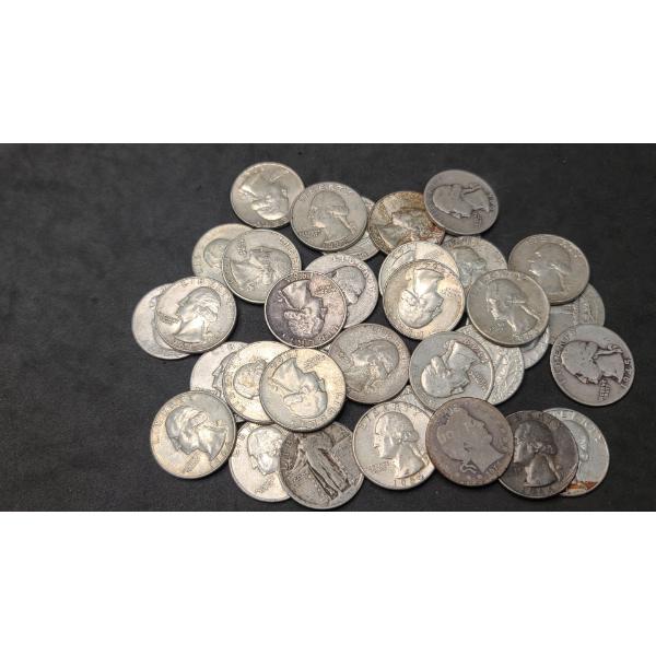 Assorted Years/Mints 90% Barber, Silver Standing Liberty & Washington Quarters - Face Value: $8.75