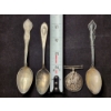 Image 1 : Sterling Silver Souvenir Spoons & Early 1900'S World War I British Silver Medal - 80 Grams Total -