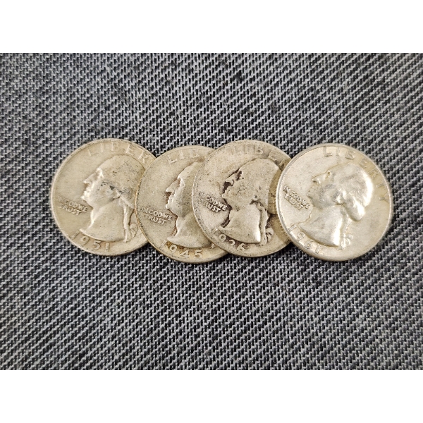 $1.00 Face Value in Assorted 90% Silver Washington Quarters