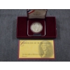 Image 1 : 1990 Thomas Jefferson 250th Anniversary Commemorative 90% Silver Dollar in Original Packaging!