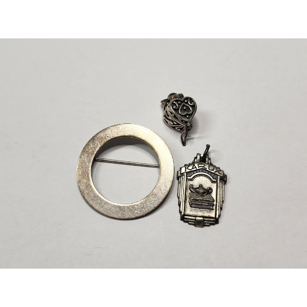 Three Sterling Silver Pieces: Pin, Pendants, Charm - Total Weight: 13.3g