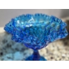 Image 2 : PICKUP IN NORTHFIELD - Fenton Crystal Blue Ruffled compote 7.5" Tall - Perfect Condition  See Pics 