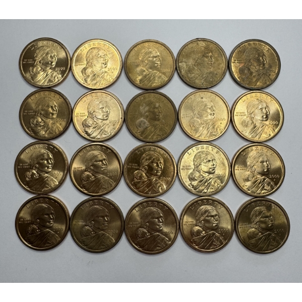 2000 United States Sacagawea Dollar Coins- 20 Total. Beautiful Condition!