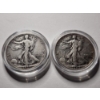 Image 1 : Two United States Walking Liberty 90% Silver Half Dollars in Protective Capsules ~ FACE VALUE $1.00