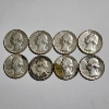 Image 1 : Eight Assorted 1964 United States Washington 90% Silver Quarters ~ $2.00 Face Value