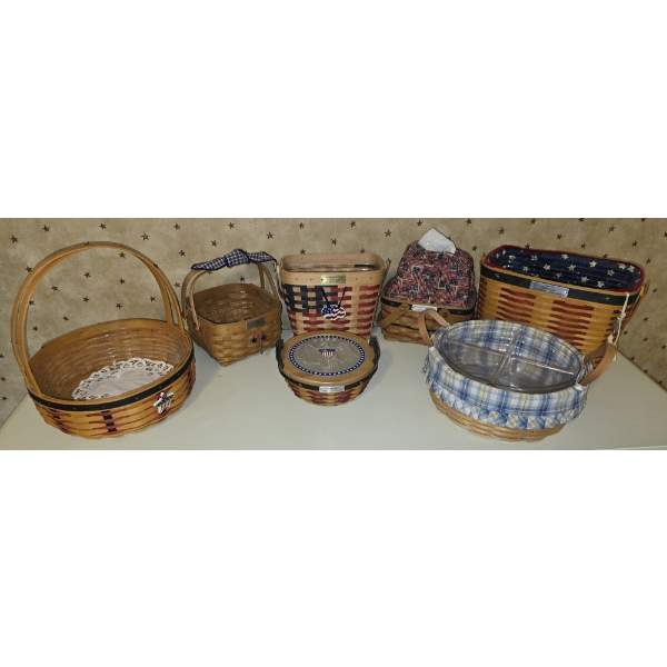 7 Longaberger Baskets - Largest 11W x 6.5D x 8H