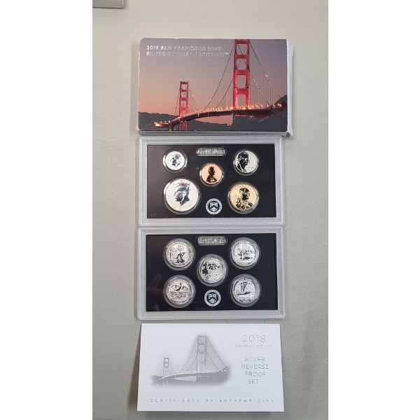 2018 San Francisco Mint Silver Reverse Proof Set Featuring Some 90% Silver Coins