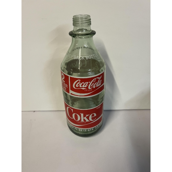 Coca- Cola Glass Bottle - 2 Liter - 67.6 fl oz - about 1 foot Tall - no lid 