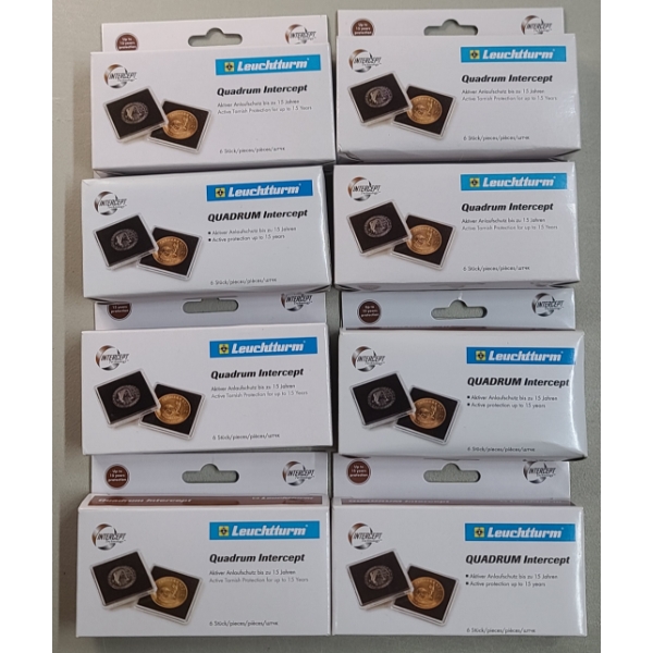 Assorted Size Intercept Coin Holders - (8) Packages - 45 Coin Holders In Total 