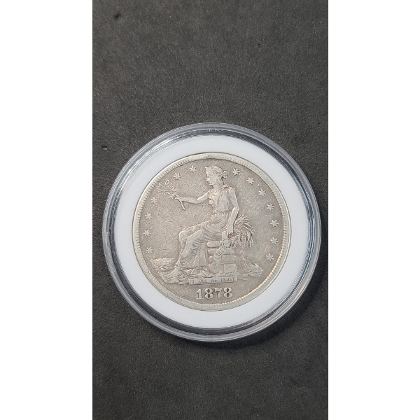 1878-S U.S 90% Silver Trade Dollar In Amazing Condition - Comes Inside Coin Capsule