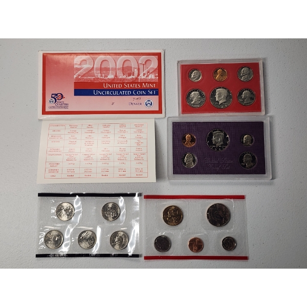 2002-D Uncirculated Coin Set, 1980 and 1987 Proof Sets