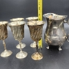 Image 7 : Set of Five Silverplated Swirl Goblets & Silverplated Pitcher - Total Weight: 5.4 lbs