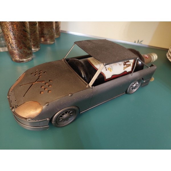 Tin Sports Car Theme Wine Bottle Holder - No Liquor