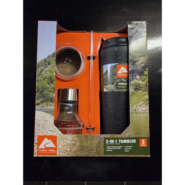 New! Ozark Trail 5 Piece 3 in 1 Tumbler Set In Black 