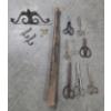 Image 1 : Neat Vintage Scissors Collection, Cast Iron Decorative Wall Hook, Wood Club & More