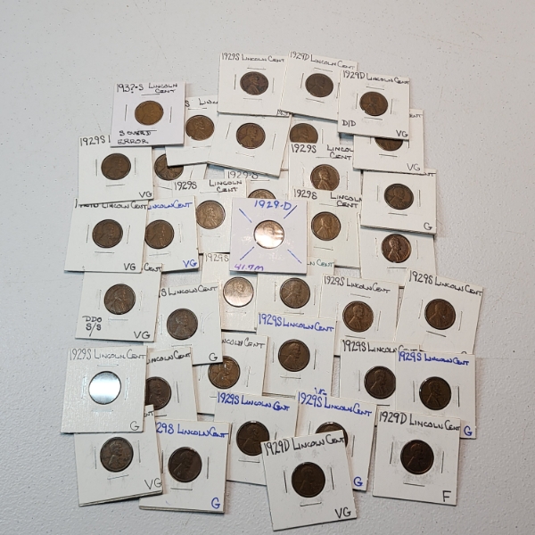 Lot of 37, Mainly 1929-S & 1929-D, Lincoln Wheat Cents - Face Value $0.37