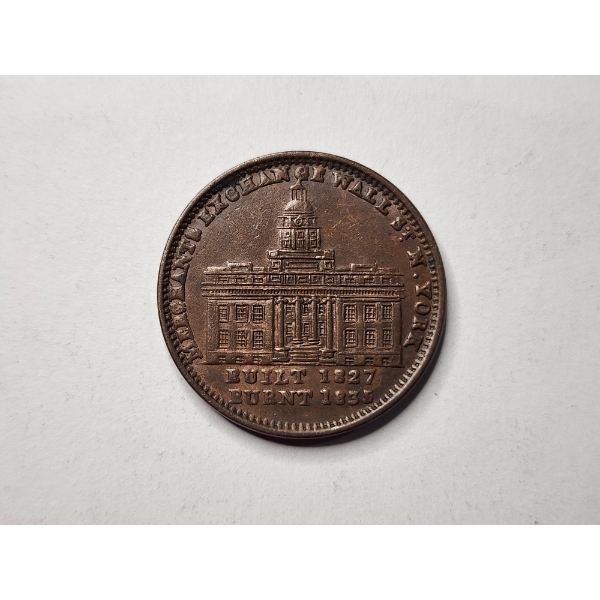 Merchant Exchange Wall Street New York Hard Times Copper Token ~ INCREDIBLE COIN!