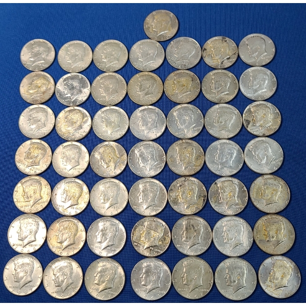 Assorted Years 40% Kennedy Half Dollars - Face Value: $25.00