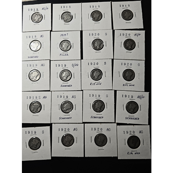 (20) Mercury Dimes 90% Silver $2.00 face value