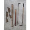Image 1 : Unique Vintage Collectables Including Wood Clubs, Metal Fire Poker, Ice Skate Blades & More