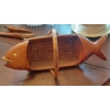 Image 2 : Very Unique Vintage Wood & Wicker hand Made Fish Basket - See Pics - 1" Long  Nice Condition RARE