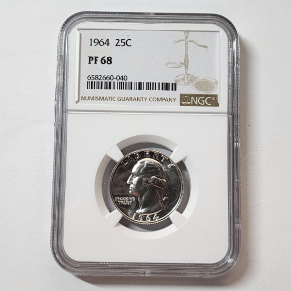 NGC PF 68 United States 1964 90% Silver Washington Quarter 