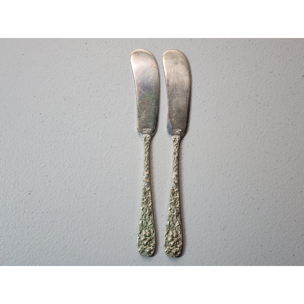 x2 Steiff "Rose" Sterling Silver Butter Knives TW: 62.6g