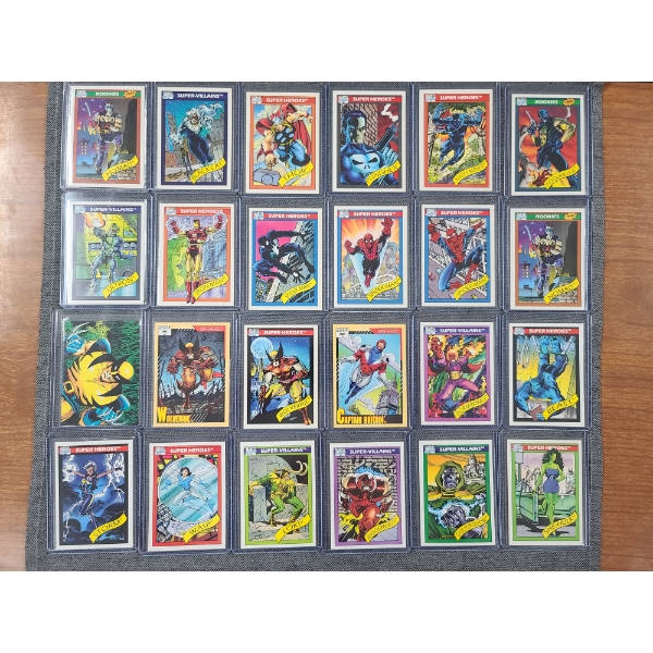 24 Assorted Marvel Trading Cards - Early 1990's - In Top Loaders 