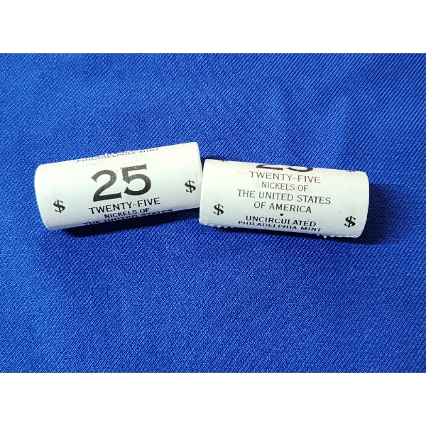 Two Rolls of 25 Uncirculated United States Nickels - Philadelphia Mint - 50 Nickels Total