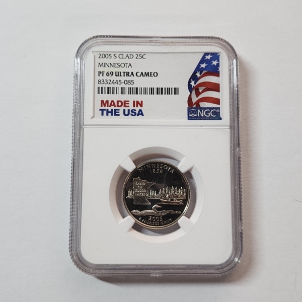 NGC PF69 Ultra Cameo 2005-S Clad Minnesota State Quarter "MADE IN THE USA"