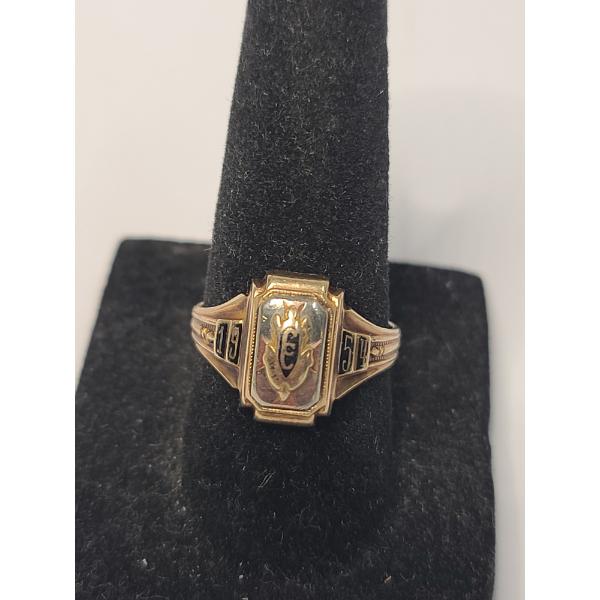 Vintage 10K Yellow Gold 1954 High School Class Signet Ring- Size 7 - Weight: 4.2g