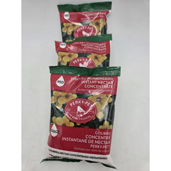 Three New Packs Of Perky Pet Concentrated Humming Bird Nectar. Each Pack Makes 32oz