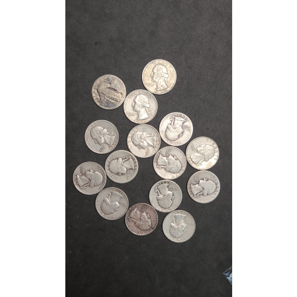 Assorted Years/Mint Marks Washington & Standing Liberty 90% Silver Quarters - Face Value: $3.75