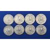 Image 4 : Lot of 8 Assorted Year 90% Silver Washington Quarters, FV $2.00