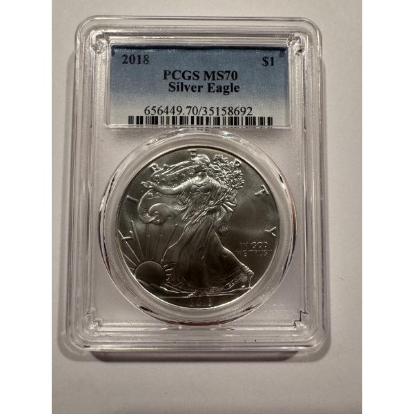 2018 United States .999 Fine Silver Troy Oz American Silver Eagle - PCGS MS70 - Incredible Coin