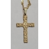 Image 3 : 14K Yellow Gold Detailed Cross Pendant On 14k Yellow Gold 20" Mariner Link Necklace - Weight: 4.6g