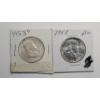 Image 1 : United States 1953-D & 1958 90% Silver Franklin Half Dollars - Face Value: $1.00