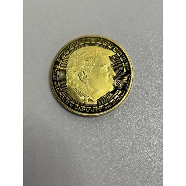 Bitcoin Commemorative Coin Donald Trump - 1 Troy Oz 999 Gold Plated MLB Monetary Metals -Bitcoin 