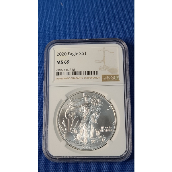 2020 NGC MS 69 1 oz .999 Fine Silver American Eagle