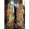 Image 1 : Pair Of Vintage Carved Wood Chinese Folk Figures 10" Height - Excellent 
