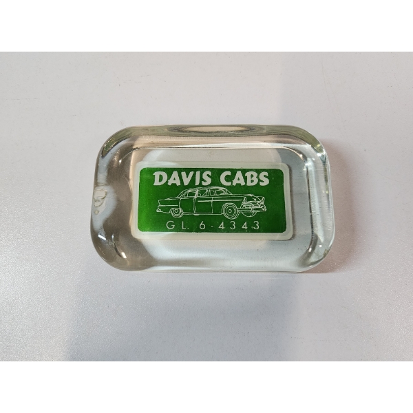 Vintage Davis Cabs Glass Paperweight